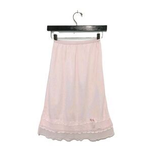 Pink Vintage Nylon Tricot Half Slip Pleated Chiffon w/ Lace Hem XS/ S